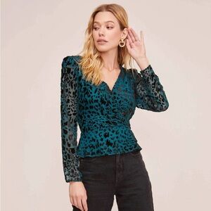 ASTR the Label Leopard Burnout Wrap Top